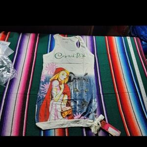 NWT Crystal Rock By Christan Audiguer Red Riding Hood Tank Top. M